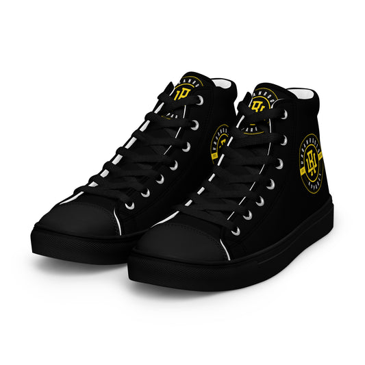 Black/Yellow high top canvas shoes