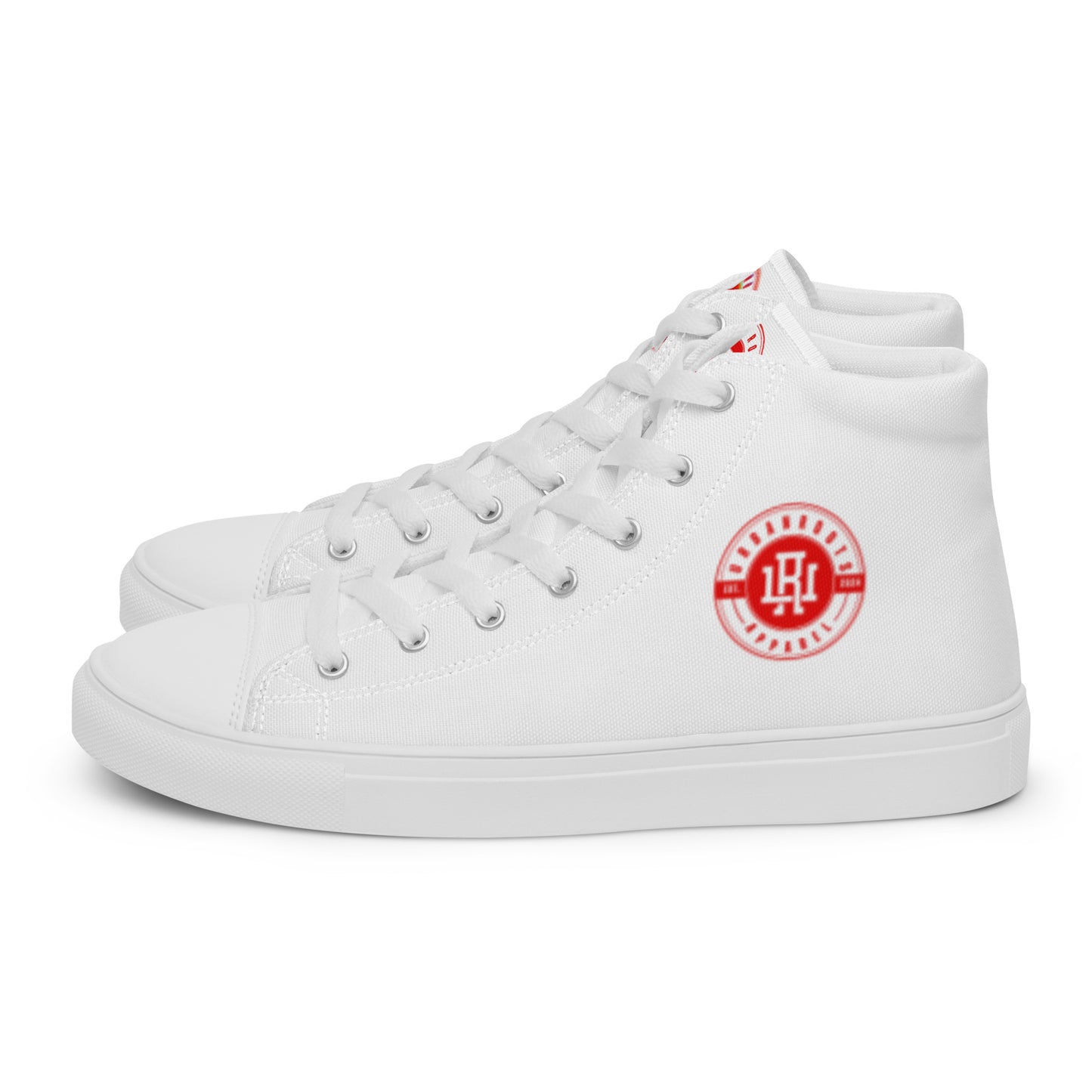 White/Red high top canvas shoes