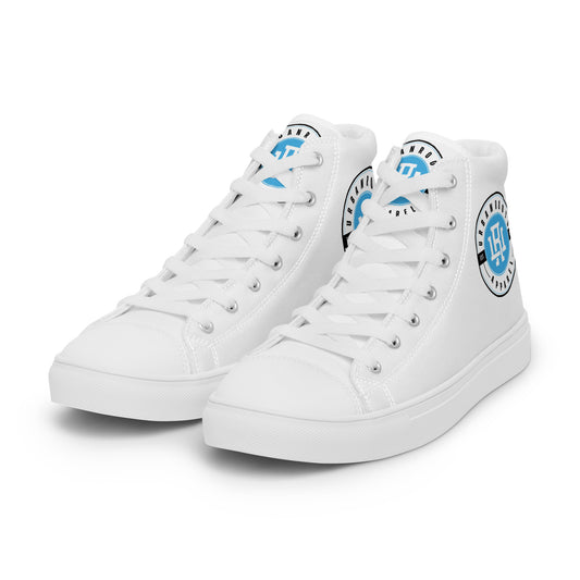 White/Blue high top canvas shoes