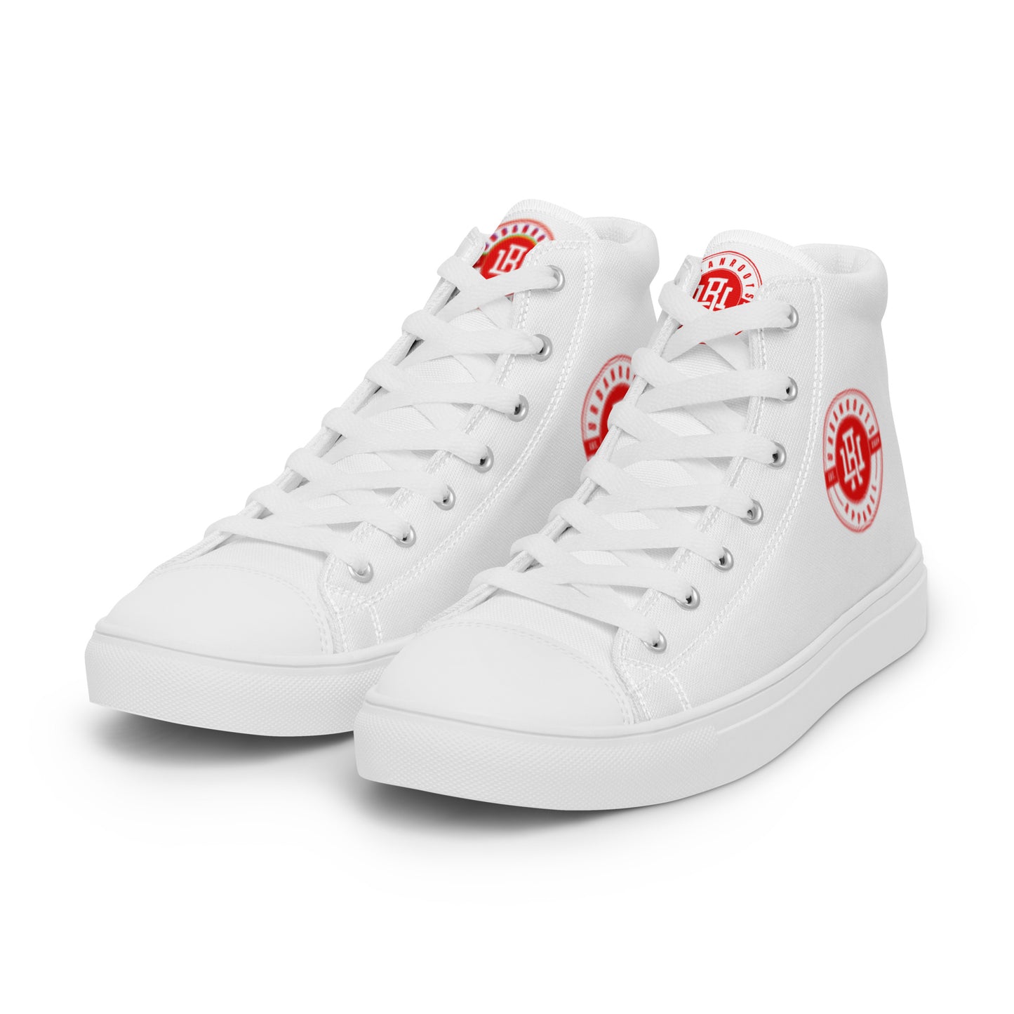 White/Red high top canvas shoes