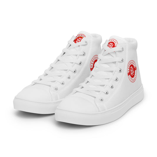 White/Red high top canvas shoes