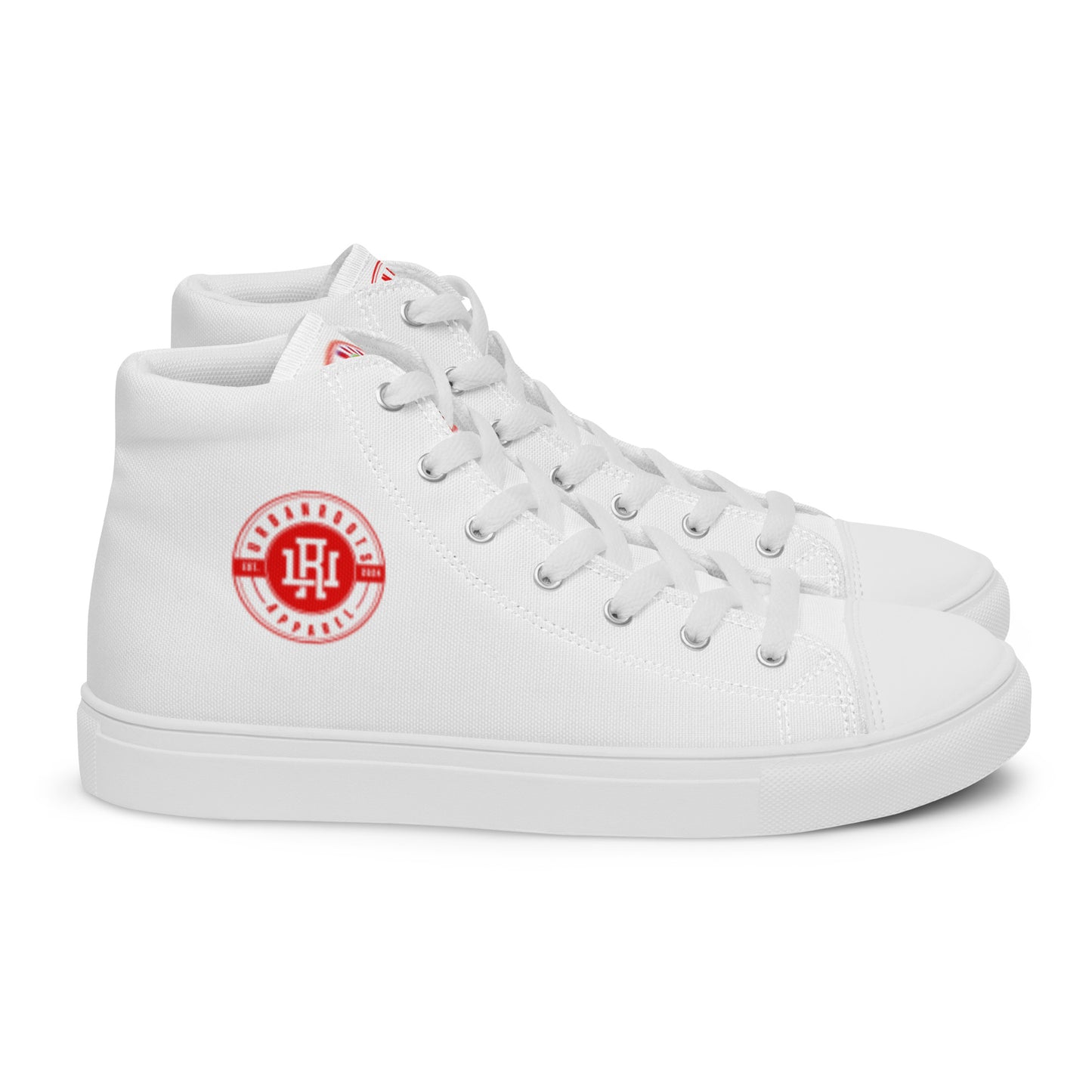 White/Red high top canvas shoes